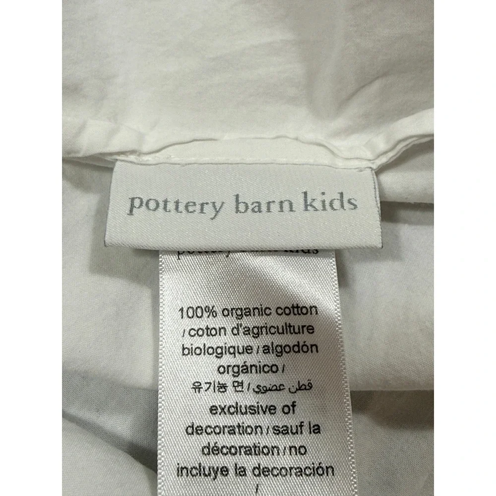 Pottery Barn Kids White Organic Cotton Pink Wavy Rickrack Pillowcases Set of 2
